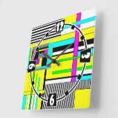 明るい抽象芸術幾何学的ネオンパターン スクエア壁時計 (傾斜)