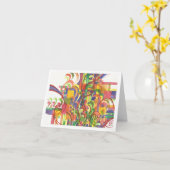 明るい抽象芸術水彩ノートカード カード (黄色い花)