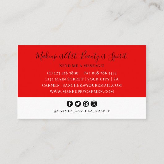 明るい抽象芸術水彩虹のメイクアップアーティスト 名刺 (裏面)