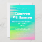 明るい抽象芸術水色卒業パーティー写真 招待状 (正面)