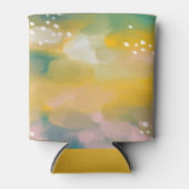 明るい抽象芸術絵を描ブラシの黄色い緑 缶クーラー (正面)