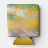 明るい抽象芸術絵を描ブラシの黄色い緑 缶クーラー (裏面)