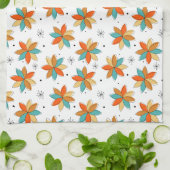 明るい抽象芸術花ミッドセンチュリーパターン キッチンタオル (折り畳み)