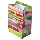 明るい数々の水の色スプラッシュクリスマス ミディアムペーパーバッグ (正面アングル)