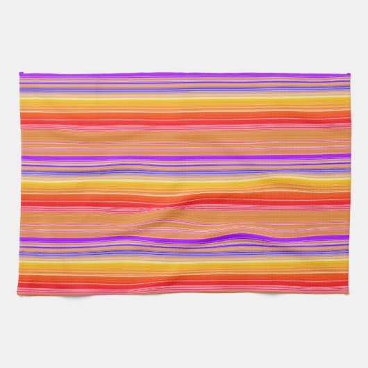 明るい数々の色のストライプ キッチンタオル (横)