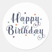 明るい数々の色のハッピーバースデー ラウンドシール (正面)