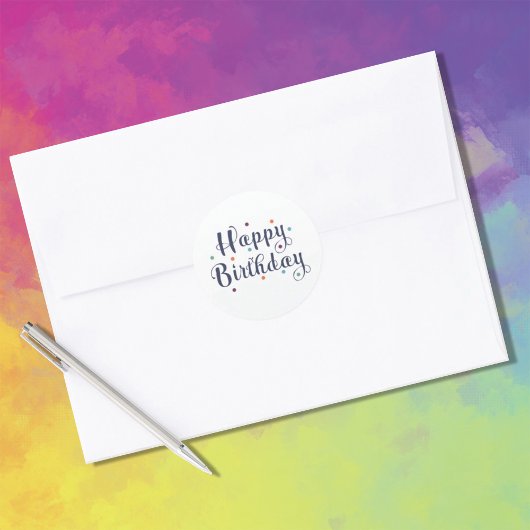 明るい数々の色のハッピーバースデー ラウンドシール