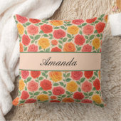 明るい数々の色のバラ名パターン クッション (ブランケット)