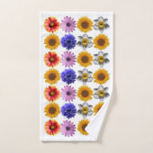 明るい数々の色のフローラ バスタオルセット (ハンドタオル)