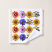 明るい数々の色のフローラ バスタオルセット (ウォッシュタオル)