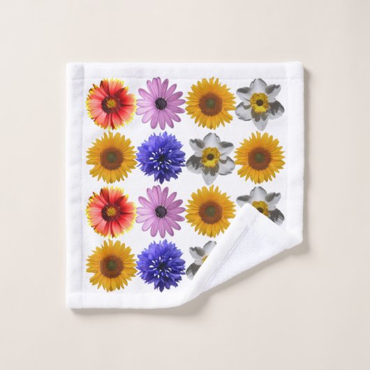 明るい数々の色のフローラ バスタオルセット (ウォッシュタオル)