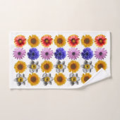 明るい数々の色のフローラ バスタオルセット (ハンドタオル)