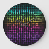 明るい数々の色のヴィンテージ抽象芸術 ラージ壁時計 (正面)