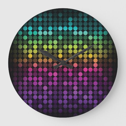 明るい数々の色のヴィンテージ抽象芸術 ラージ壁時計 (正面)