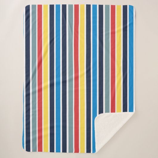 明るい数々の色の垂直ストライプ色。 シェルパブランケット (正面)