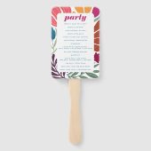 明るい数々の色の抽象芸術フローラ結婚式 プログラム ハンドファン (裏面)