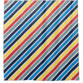 明るい数々の色の水平ストライプなシャワー シャワーカーテン (正面)