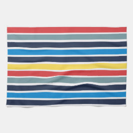 明るい数々の色の水平ストライプ色。 キッチンタオル