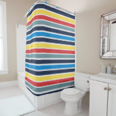 明るい数々の色の水平ストライプ色。 シャワーカーテン (インサイチュ)