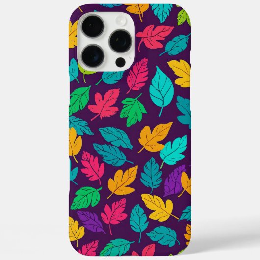 明るい数々の色の葉のパターン暗い背景 Case-Mate iPhoneケース (裏面)
