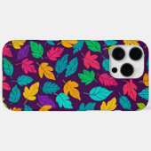 明るい数々の色の葉のパターン暗い背景 Case-Mate iPhoneケース (裏面 (横))