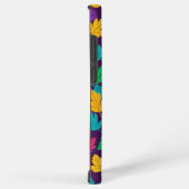 明るい数々の色の葉のパターン暗い背景 SAMSUNG GALAXYケース (右側面)