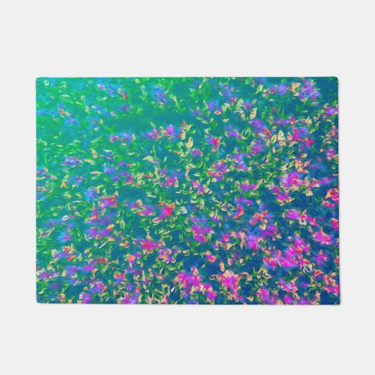 明るい数々の花柄 ドアマット (正面)