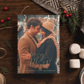 明るい新メリー婚カップル写真クリスマス シーズンカード