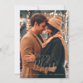 明るい新メリー婚カップル写真クリスマス シーズンカード (正面)