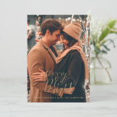 明るい新メリー婚カップル写真クリスマス シーズンカード (スタンド正面)