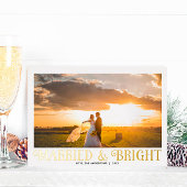 明るい新結婚した婚たった今結婚しましたのクリスマス 箔シーズンカード