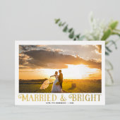 明るい新結婚した婚たった今結婚しましたのクリスマス 箔シーズンカード (立ち正面)