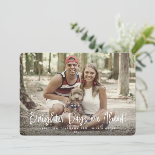 明るい日が新年を迎える写真 シーズンカード (スタンド正面)