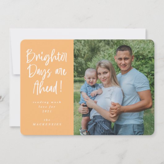 明るい日が新年を迎える写真 シーズンカード (正面)