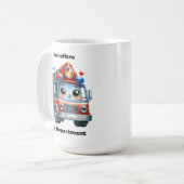 明るい日に明るい漫画の消防士トラック コーヒーマグカップ (正面左)