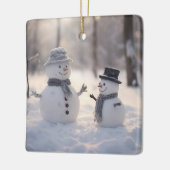 明るい日のミニ雪だるま セラミックオーナメント (左)