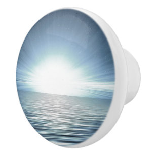 明るい日の出が青い海 セラミックノブ