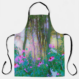 明るい日の出と私の庭のピンクの円錐飾り エプロン