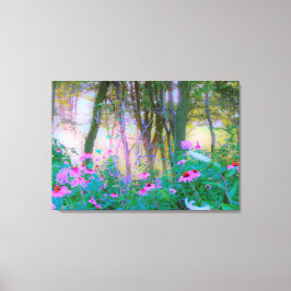 明るい日の出と私の庭のピンクの円錐飾り キャンバスプリント