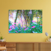 明るい日の出と私の庭のピンクの円錐飾り キャンバスプリント (インサイチュ (リビング))