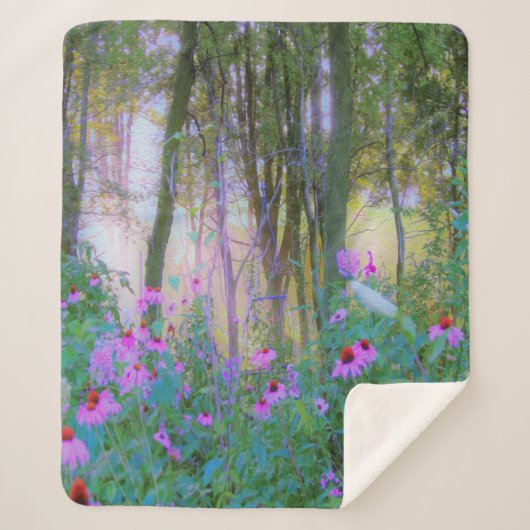 明るい日の出と私の庭のピンクの円錐飾り シェルパブランケット (正面)