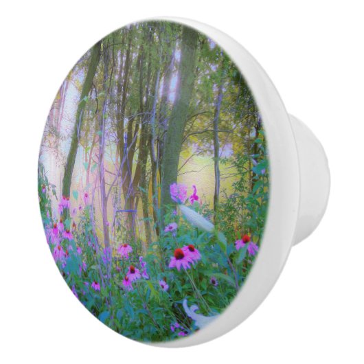 明るい日の出と私の庭のピンクの円錐飾り セラミックノブ (右)