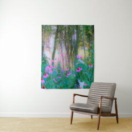 明るい日の出と私の庭のピンクの円錐飾り タペストリー