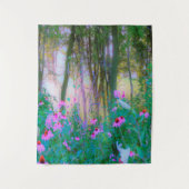 明るい日の出と私の庭のピンクの円錐飾り タペストリー (正面)