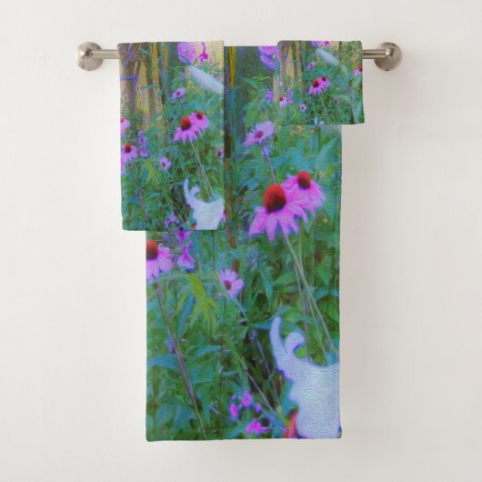 明るい日の出と私の庭のピンクの円錐飾り バスタオルセット (インサイチュ)