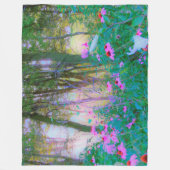 明るい日の出と私の庭のピンクの円錐飾り フリースブランケット (正面)