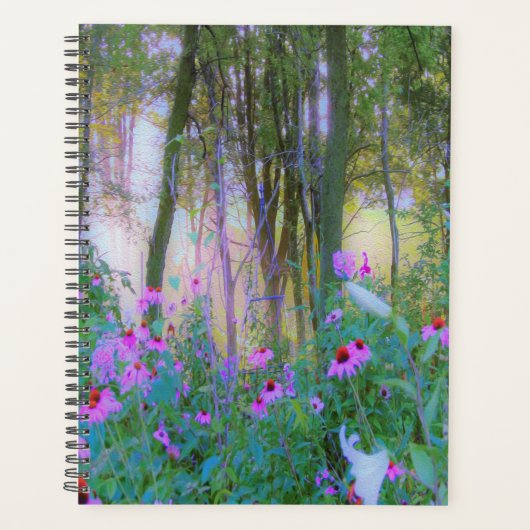 明るい日の出と私の庭のピンクの円錐飾り プランナー手帳 (正面)