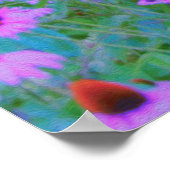 明るい日の出と私の庭のピンクの円錐飾り ポスター (角)