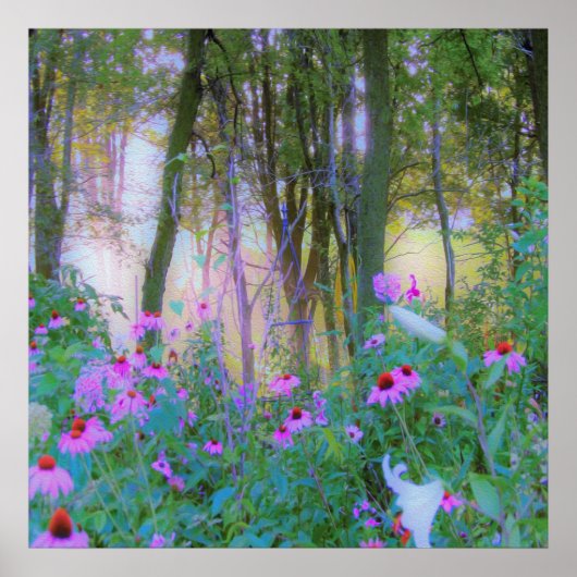 明るい日の出と私の庭のピンクの円錐飾り ポスター (正面)