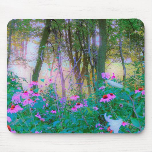 明るい日の出と私の庭のピンクの円錐飾り マウスパッド (正面)